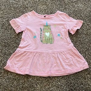 Carter’s Toddler Girl - Striped Unicorn Cat Shirt - Size 5T